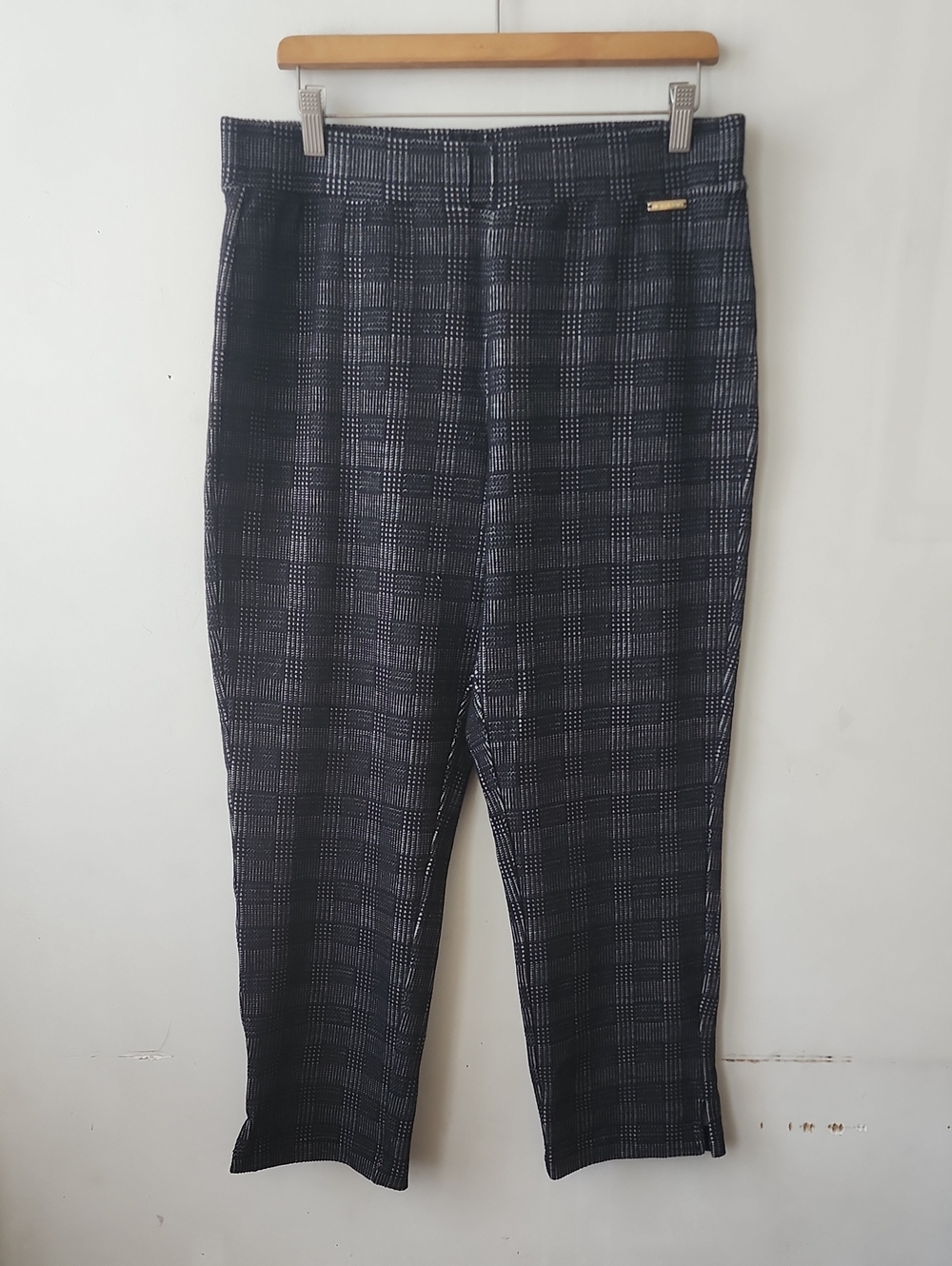 Michael Kors Black Plaid Cropped Dress Pants